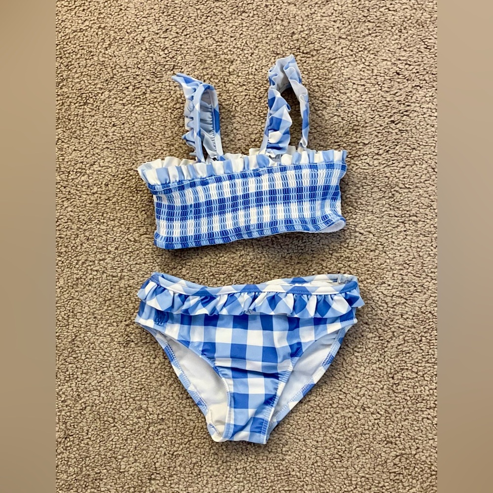 Ralph Lauren Baby 2-Pc Gingham Swimsuit, Harbour Island Blue - Size 9 mos (EUC)